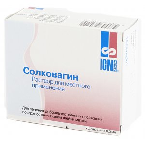 Туширование эрозии шейки матки солковагином